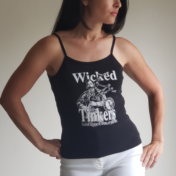 Vintage 1990s Wicked Tinkers Scottish Bagpipe Band Tank Top Spaghetti strap - Picture 2 of 10